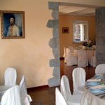 Detail of a set up of a wedding dinner in the ground floor halls